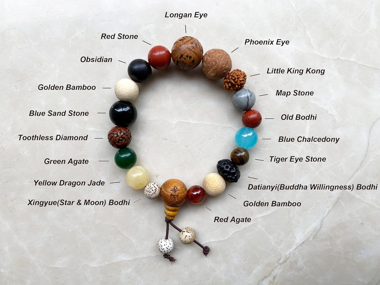 Eighteen Natural Seeds Gemstone Bracelet