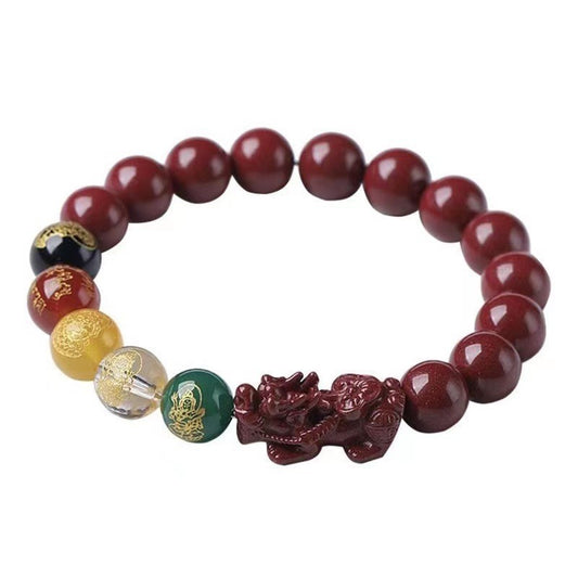 The Five Gods of Wealth Red Cinnabar Pixiu Bracelet